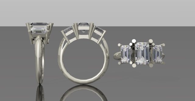 حلقه طراحی راینو سه سنگ